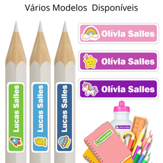 Etiqueta Escolar Adesivo Vinil para Materiais Escolares, Mamadeira, Copos a partir 60 Unidades em Oferta na Shopee