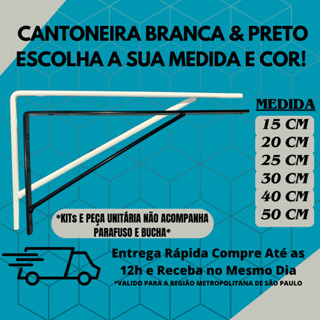 Cantoneira Mão Francesa Suporte Prateleira Branco e Preto 15 a 50 cm Leve reforçada ED em Oferta na Shopee