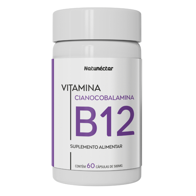 Vitamina B12 500mg - Cianocobalamina 500mg 60 Cápsulas - Natunéctar