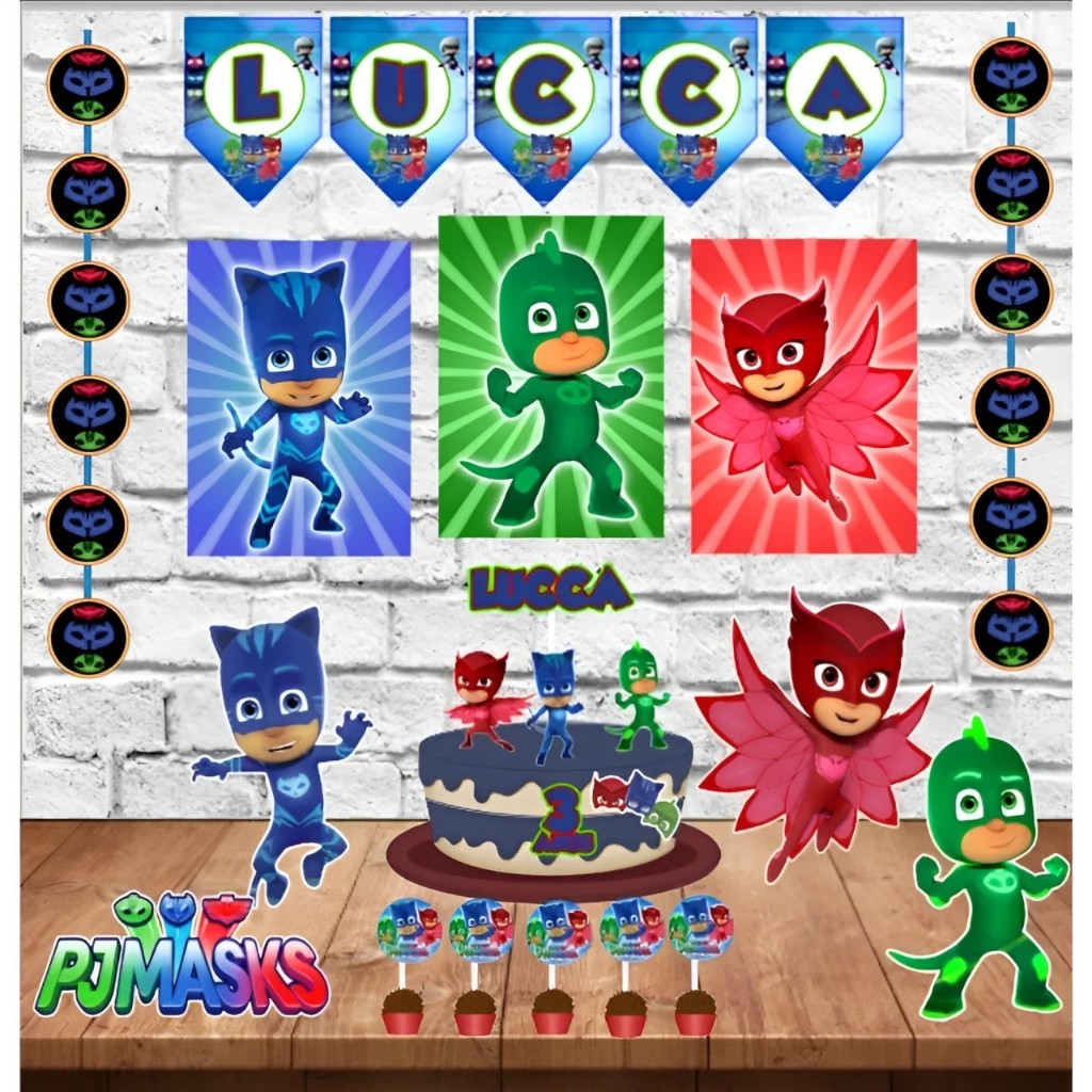 Kit Decoração Festa em Casa PJ Masks em Oferta na Shopee