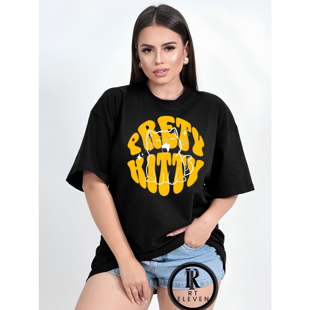 blusão  academia feminina "PRETY KiTTY"   camiseta oversized  feminino camisetão  camisa  feminina "12"