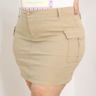 SAIA CARGO BEGE PLUS SIZE CINTURA ALTA COM LYCRA E BOLSO LATERAL DO 46 AO 54 MODA BLOGUEIRA em Oferta na Shopee