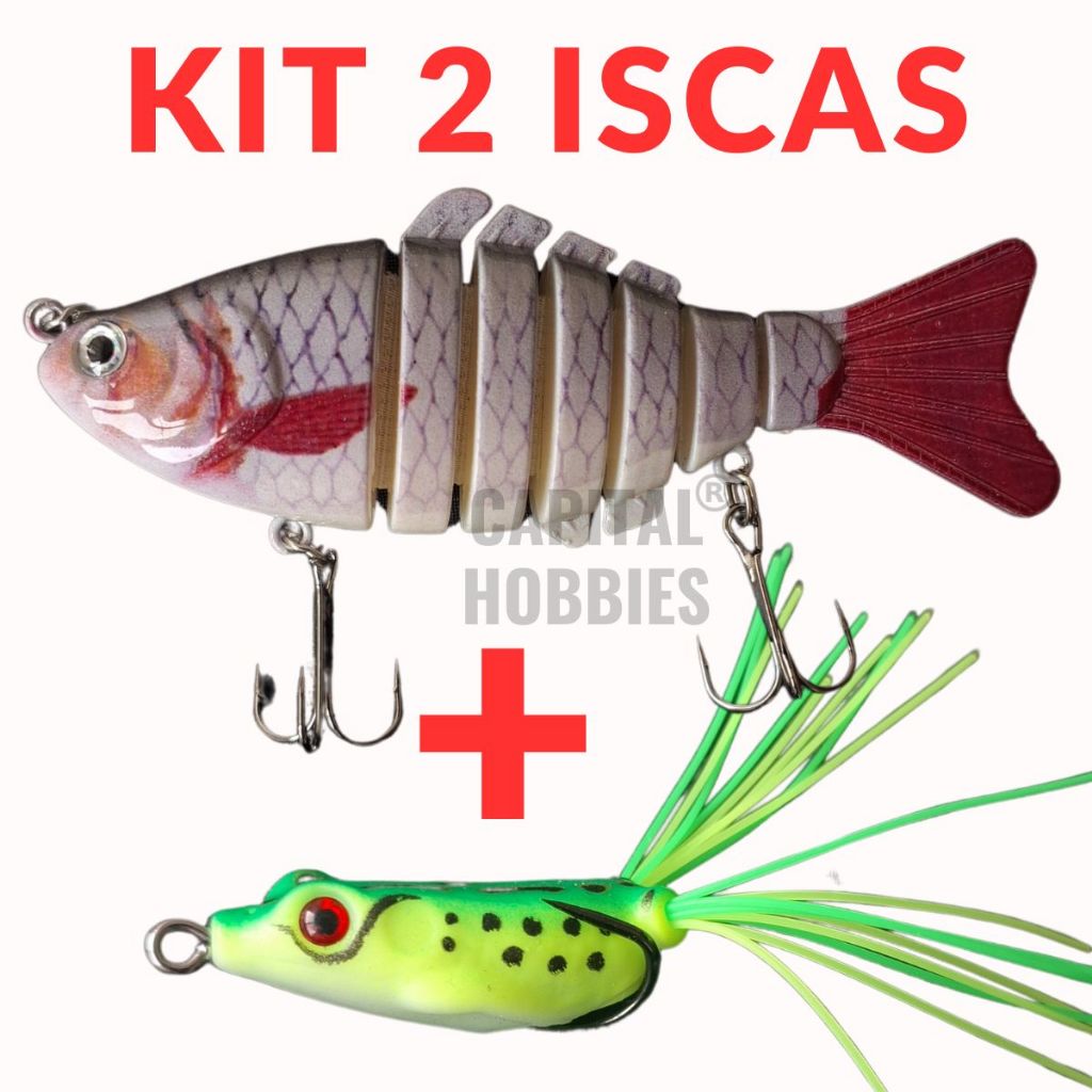 Isca artificial lambari articulado 10 cm e sapo sapinho 4cm com anzol e garateia em Oferta na Shopee