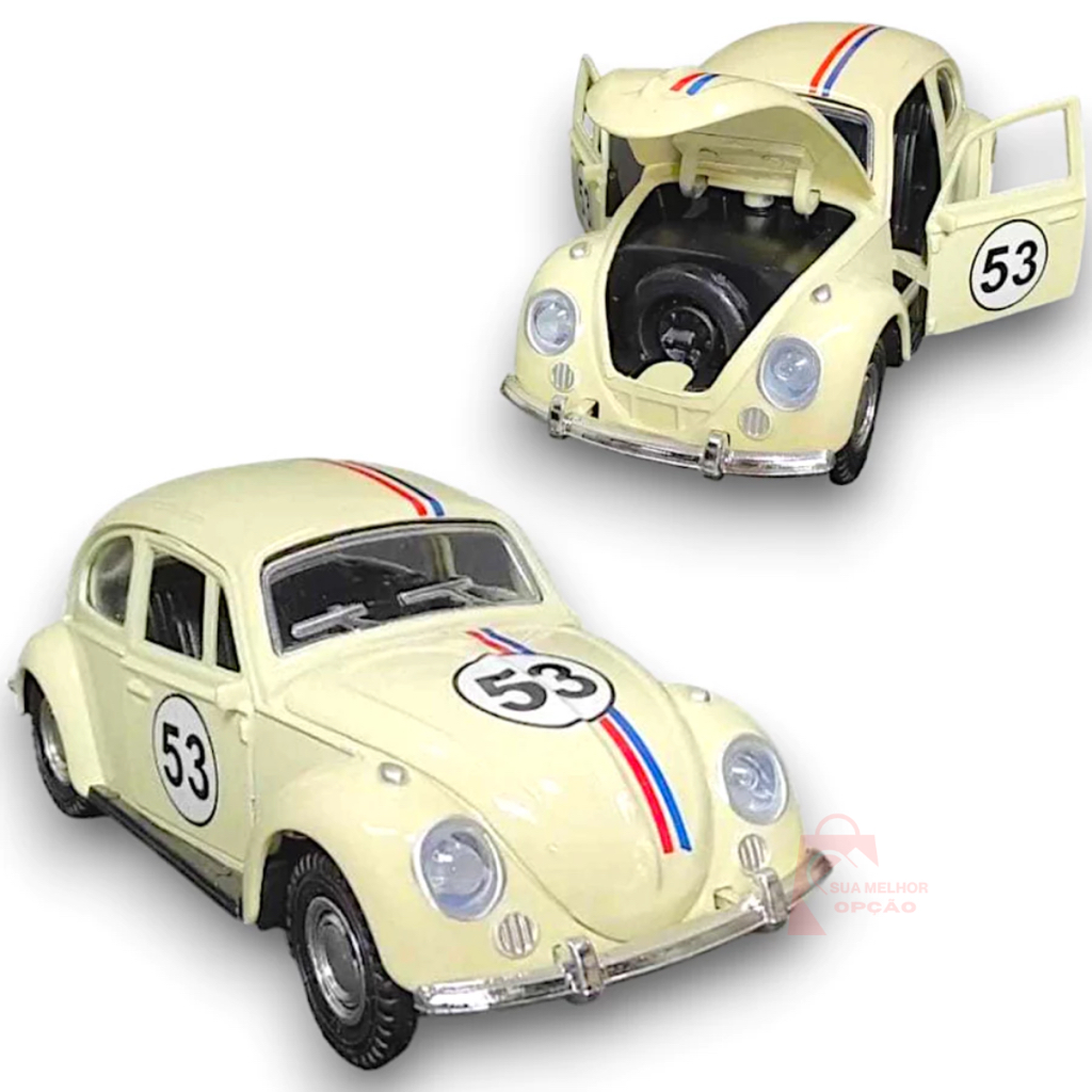 Fusquinha Coleção Herbie 53 Miniatura Abre portas e Capô Miniatura Fusca