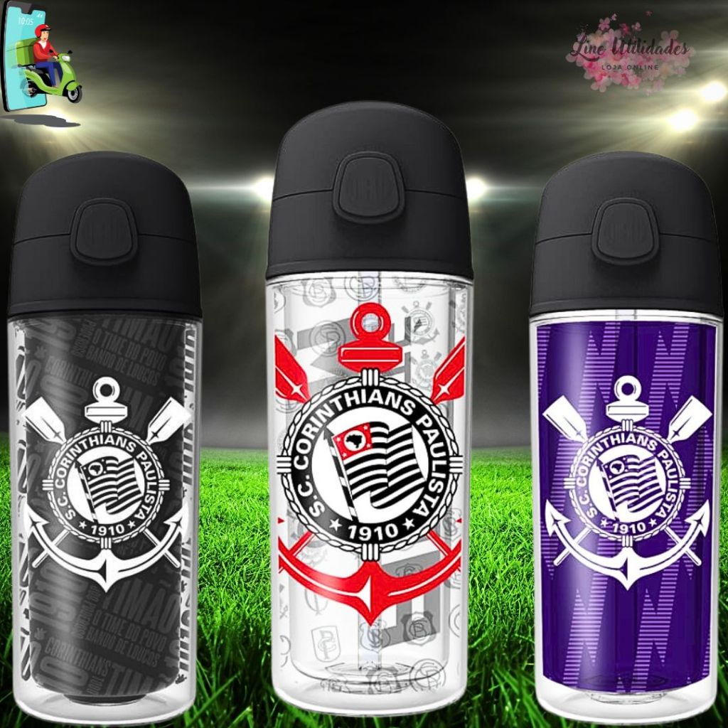 GARRAFA DE ÁGUA INFANTIL OFICIAL DO BANDO DE LOUCOS DE 270 ML CORINTHIANS