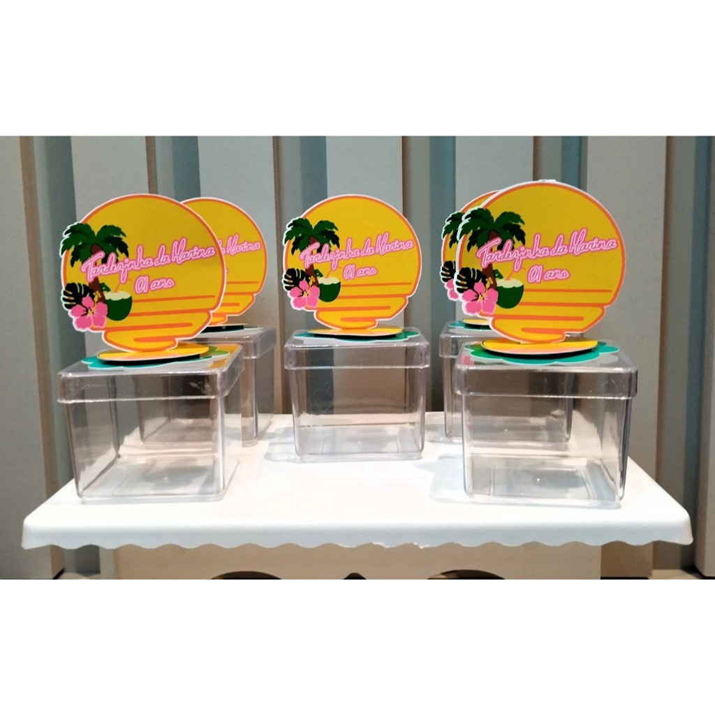 Caixinha Acrílica com Aplique 3D para lembrancinhas - Festa - Caixinha Acrílica Personalizadas - Tardezinha