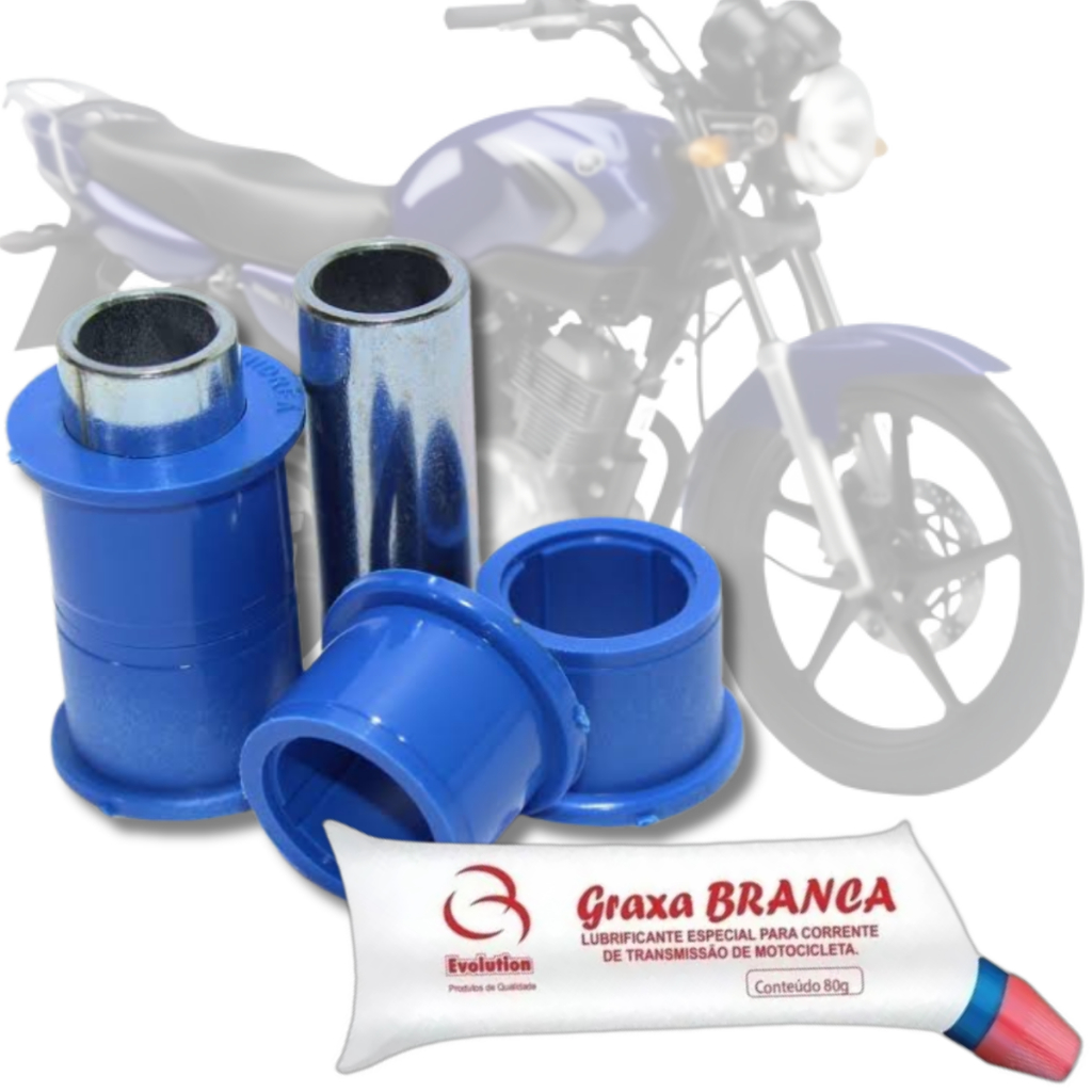 Bucha Balança Garfo Quadro Elástico Yamaha Ybr 125 Factor 125 + Graxa Lubrificante Motos Kit 5 Peças