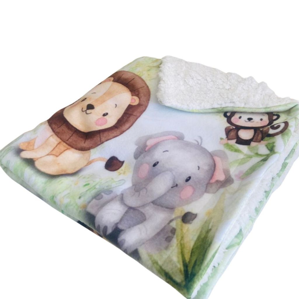 Cobertor Soft Bebê Safari Antialérgico Sherpa Inverno Frio Savana Quente Aconchegante Lavavel Estilo