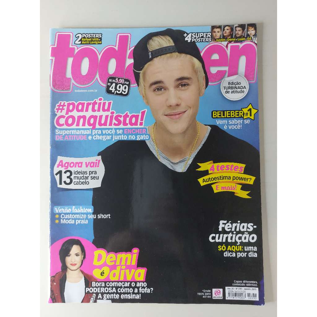 Revista Todateen Nº 230 Justin Bieber Avril Lavigne Ed Sheeran Luan Santana Demi Lovato Rafael Vitti Chay Suede 2015
