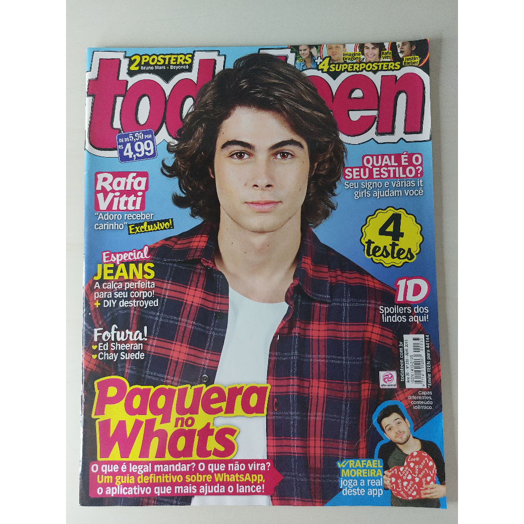 Revista Todateen Nº 233 Rafael Vitti One Direction Sabrina Carpenter Bruno Mars Beyoncé Imagine Dragons Justin Bieber