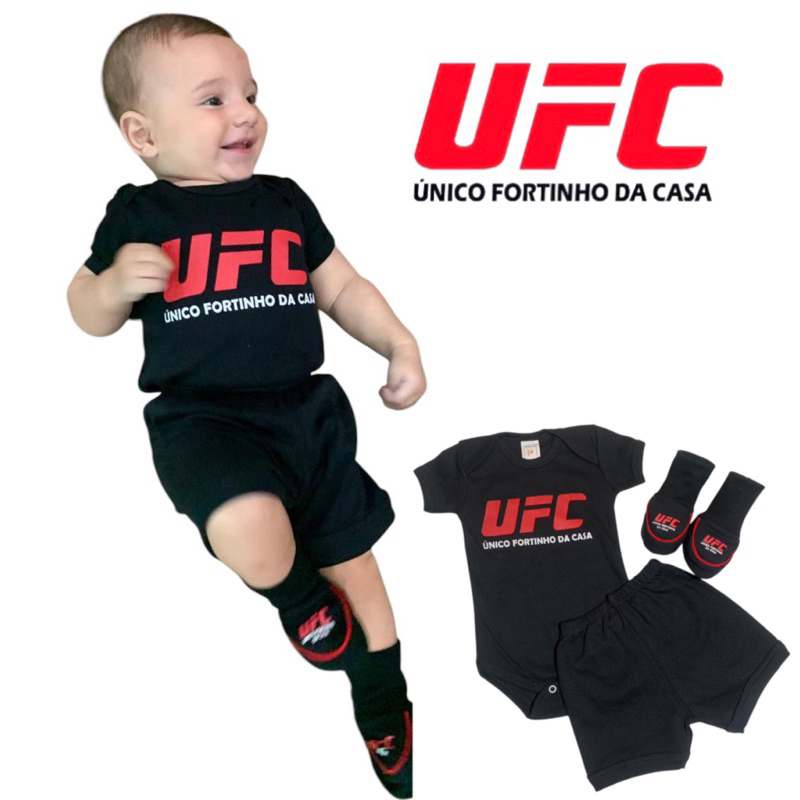 kit 3 peças UFC, bebê temáticos, mêsversário malha suedine 100%algodão em Oferta na Shopee