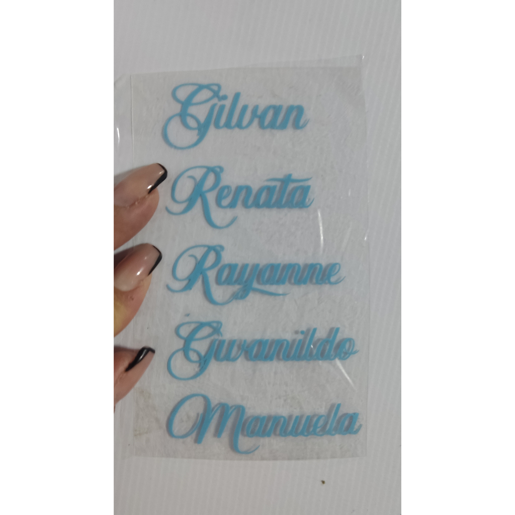 Adesivo nome Termocolante -  5 nomes - 1,5 cm altura - Filme de recorte em Oferta na Shopee