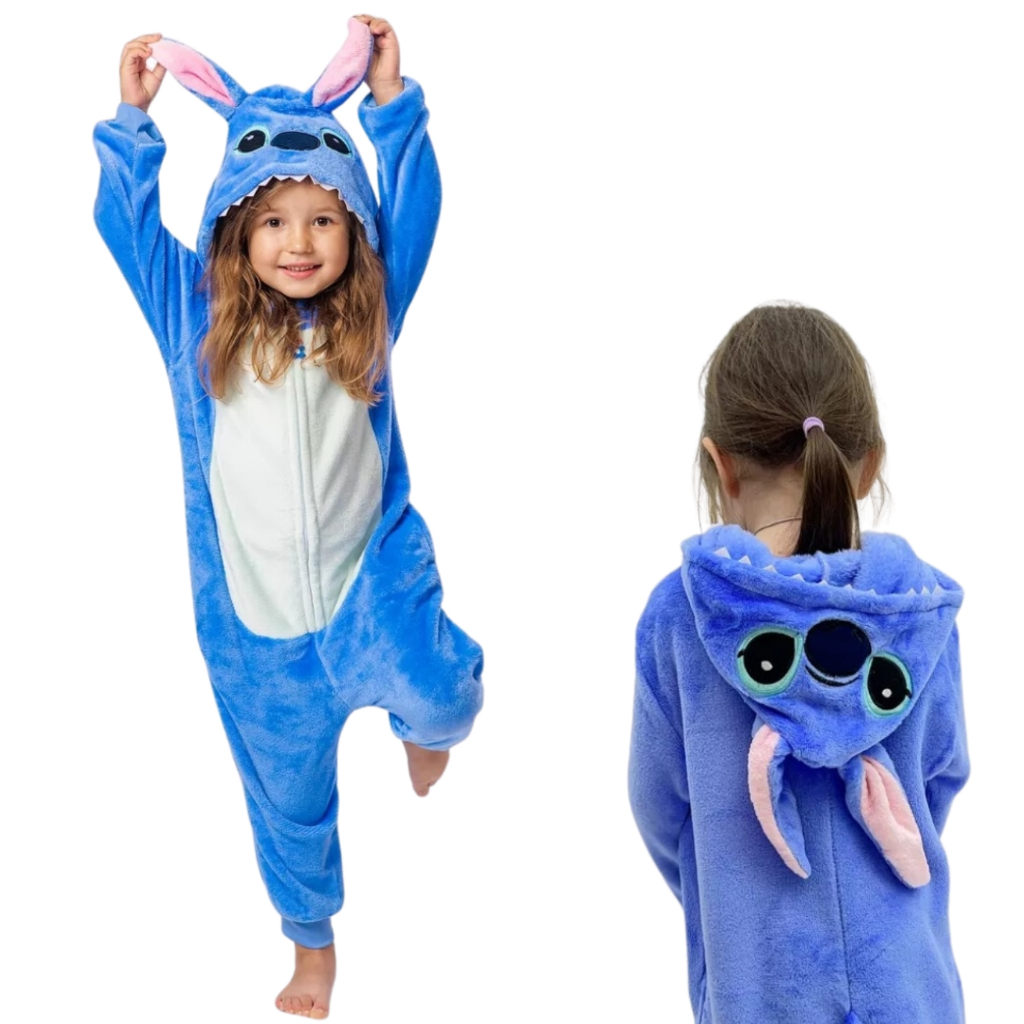 Pijama Stitch Infantil Soltinho Com Zíper E Capuz - Envio Imediato em Oferta na Shopee