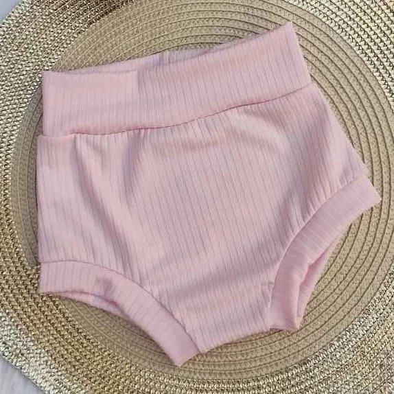 TAPA FRALDA - SHORT INFANTIL - TECIDO CANELADO - MENINA - CALCINHA - BEBÊ - VERÃO
