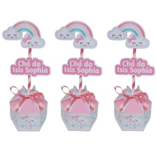 Kit Centro de mesa personalizado, 10 ou 15 unidades, Chuva de amor em Oferta na Shopee
