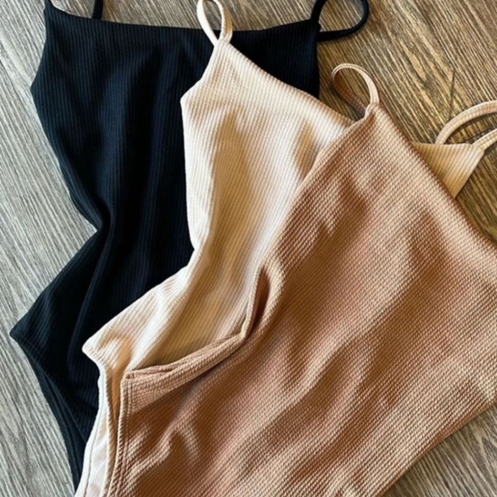 Body Feminino Austrália Decote Reto Básico Alcinha Lycra Texturizada Moda - Women Clothes