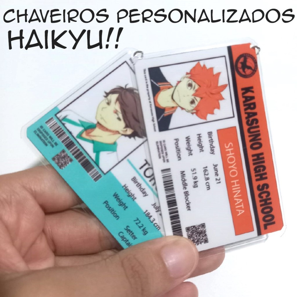 Chaveiro cartão de personagens Haikyuu! Kei Tsukishima Tobio Kageyama Shoyo Hinata personalizado