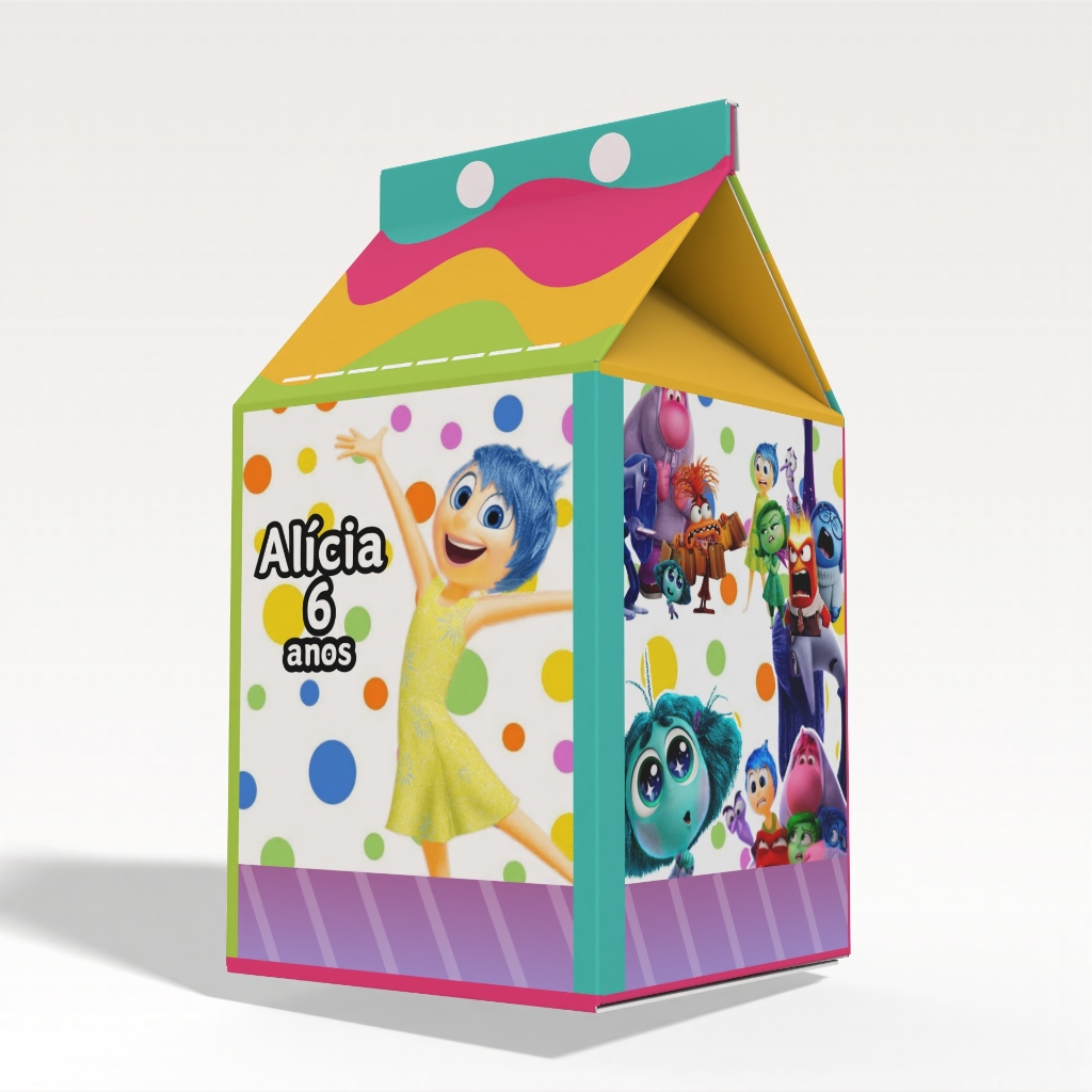 Caixinha Milk Divertidamente 2 Colorido para Festa Personalizada - Lembrancinha para Festa