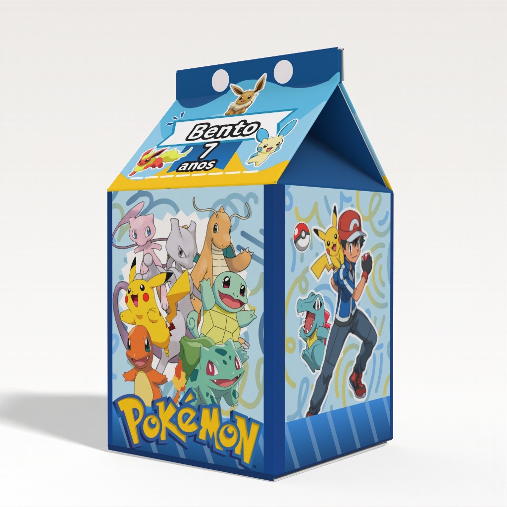 Caixinha Milk Pokémon para Festa Personalizada - Lembrancinha para Festa