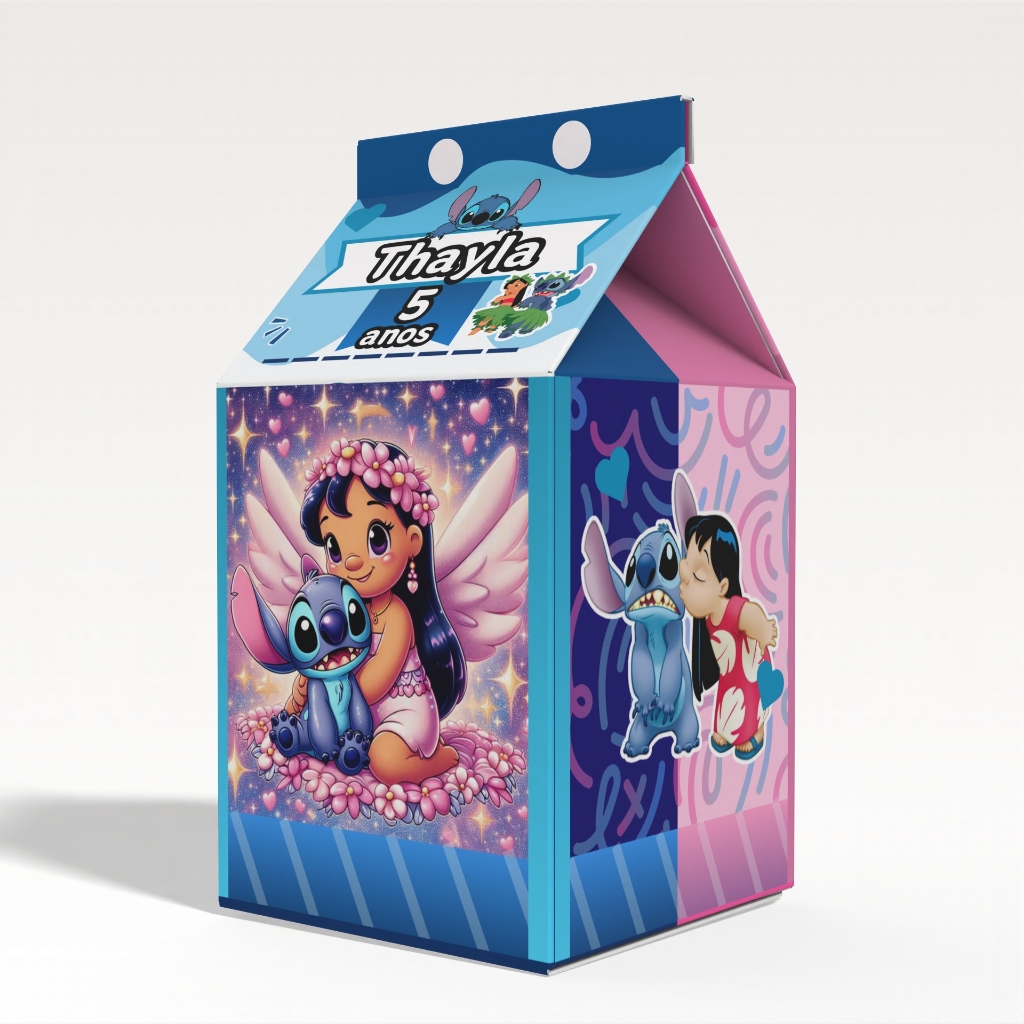 Caixinha Milk Lilo e Stitch para Festa Personalizada - Lembrancinha para Festa