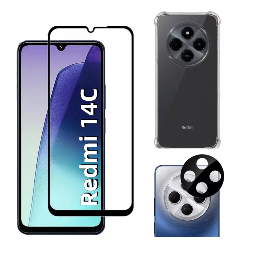 KIt Pelicula Xiaomi Redmi 14C + Capa Capinha Anti Shock + Pelicula Camera