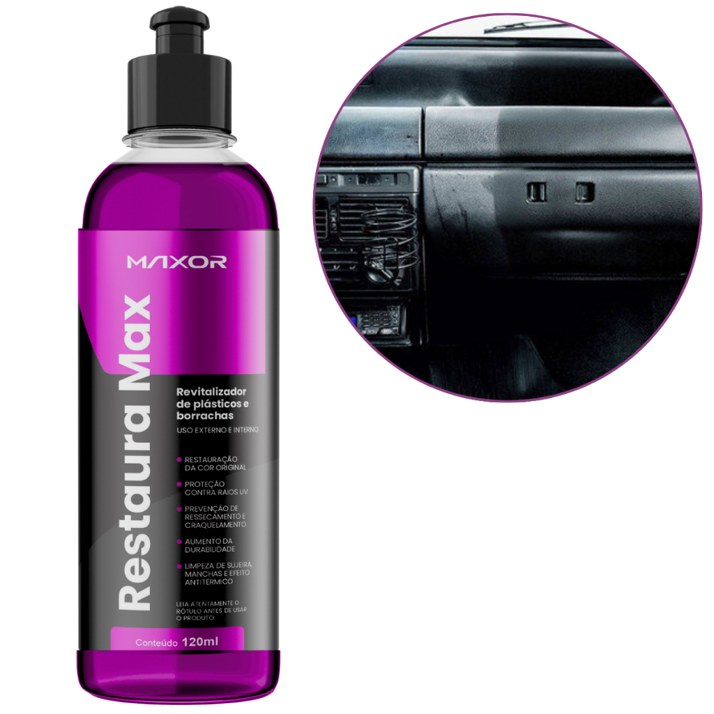 Revitalizador De Plastico e Borrachas Restaura Max Tipo 120ml Maxor em Oferta na Shopee
