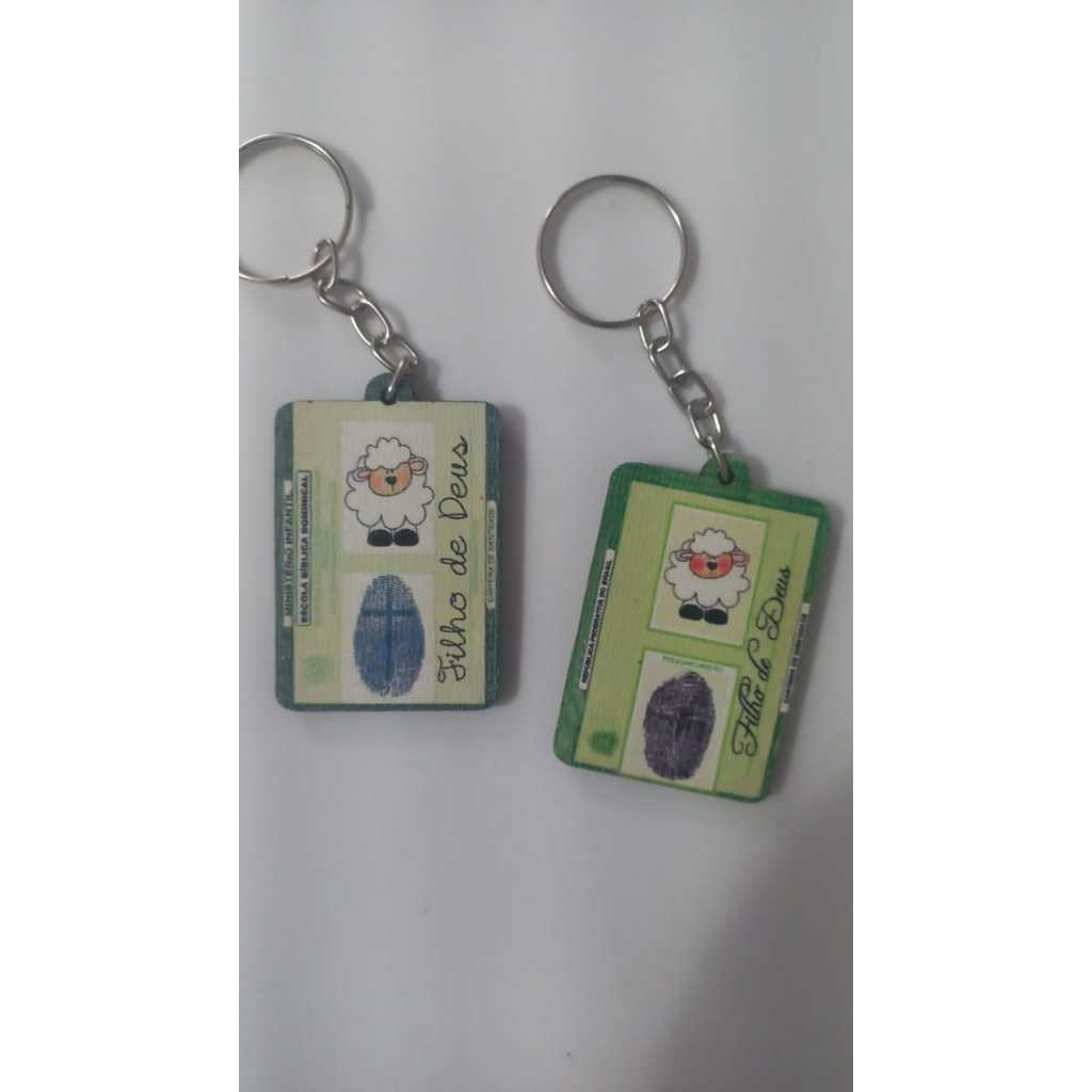 kit chaveiro mdf ovelha identidade de Deus, filho de Deus com 12 und