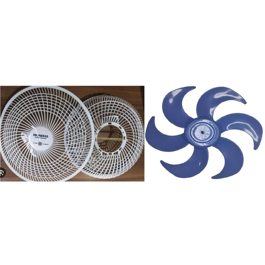 Kit PAR Grades + Hélice Ventilador Mondial Ultra Master 30cm BRANCO com Hélice Azul
