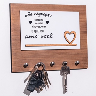 Porta Chaves Não Esqueça MDF Decorativo com Frase Amorosa para Organizar e Decorar sua Casa com Carinho em Oferta na Shopee