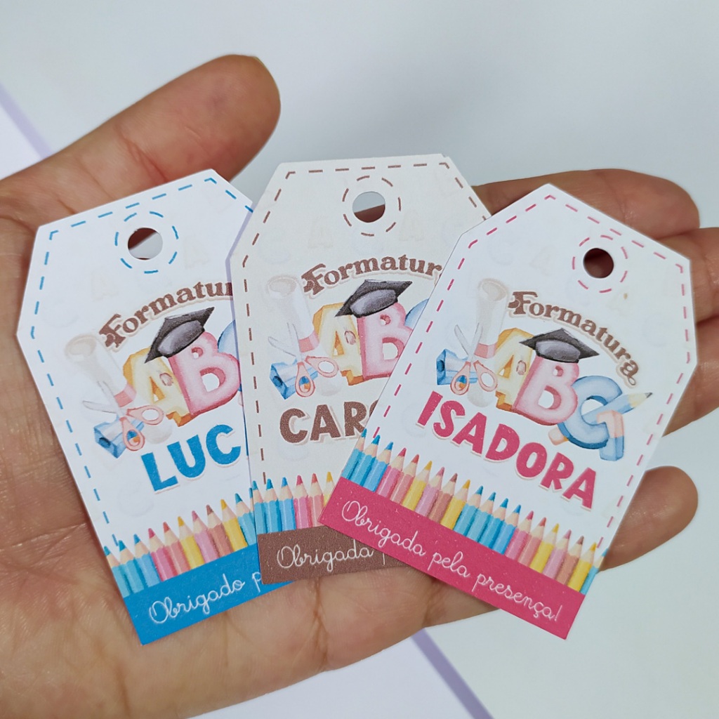 TAG Lembrancinha/sacolinha Formatura ABC | Cartão Agradecimento | Festa | Aniversário | Personalizados