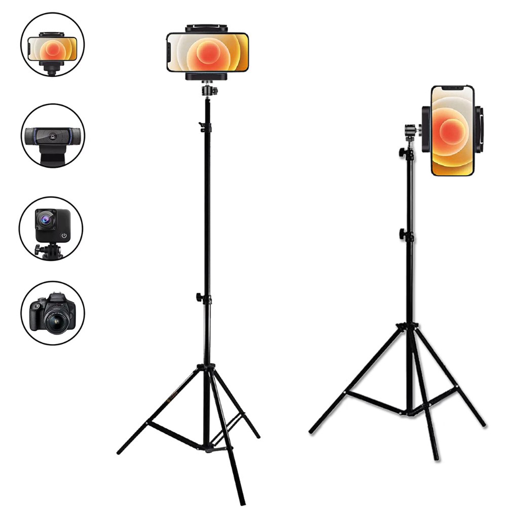 Tripé Profissional Para Câmera Celular Webcam Pedestal Ring Light Rosca 1/4 Iluminação Studio