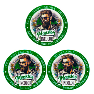 03 cera Modeladora monster barber Incolor 120g Cabelo e Barba bigode em Oferta na Shopee