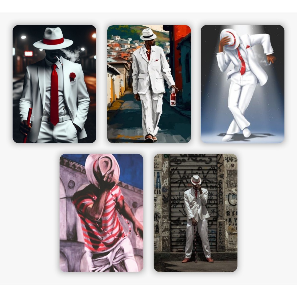 Kit 05 Quadros Zé Pilintra - Poses e Estilos Marcantes - Quadro Decorativo - Umbanda - Candomblé - Exlusivo