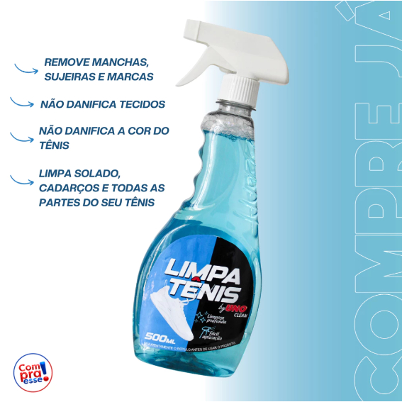 Limpa Tênis Spray Premium 500ml Branco e Colorido Limpeza Profunda Limpador Sapatos tenis perfume