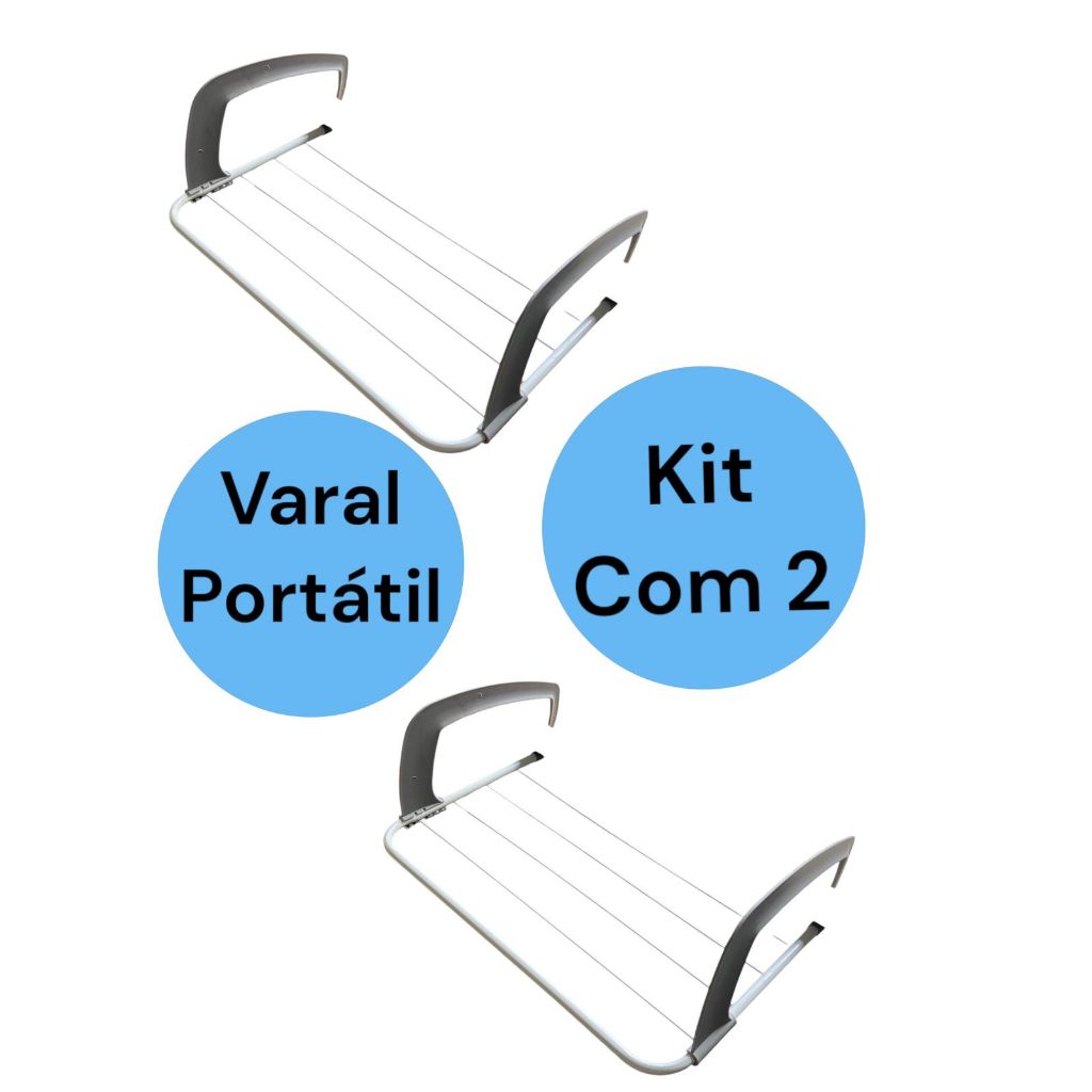 Kit com 2 Varal Portátil de Janela e Porta Para Apartamento Secador De Roupas Prático e Retrátil