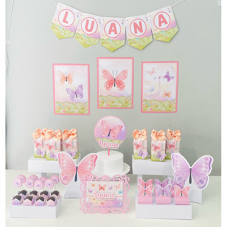 Kit festa + 100 ITENS  Jardim das borboletas mesversario decoração MINI KIT