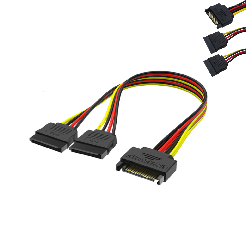 Cabo Adaptador Sata Para 2 Sata 15pin  Cabo De Alimentação Sata 15pin