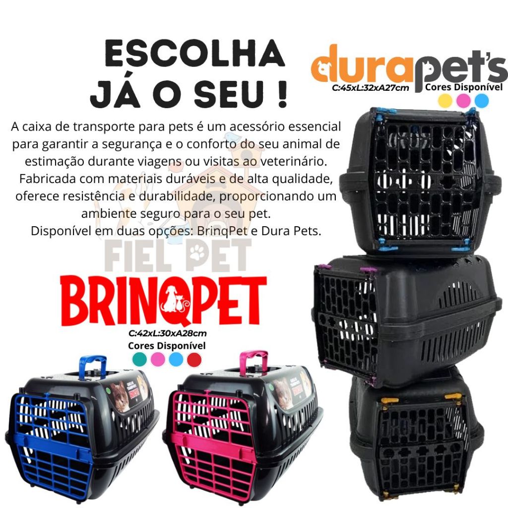 Caixa De Transporte Cachorro Gato Coelho Cães Pet Pequeno Porte N.01 Porta Com Trava BrinqPet/Dura Black em Oferta na Shopee