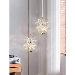 Lustre de cristal floco de neve, vidro, lâmpada led, cabeceira do quarto 3cors Bivolt
