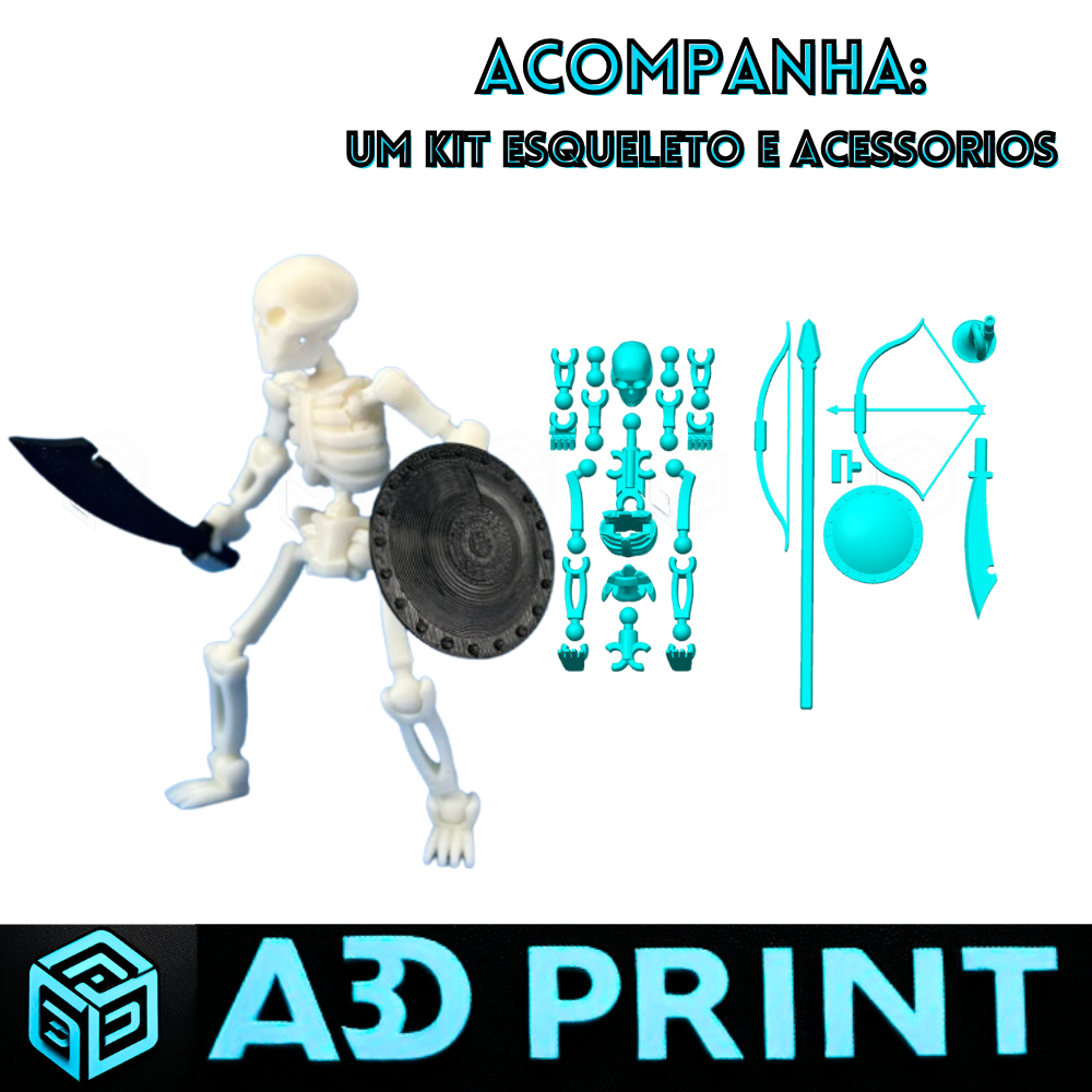 Boneco Esqueleto Caveira - Dummy 13 Boneco Articulado Action Figure Brinquedo Varias Posições 3D — imagem 2 de 2