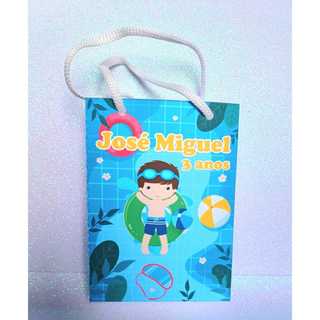 Sacolinha Personalizada com Nome e idade POOL PARTY MENINO Lembrancinhas Festa Infantil( acompanha cordão para alças) em Oferta na Shopee