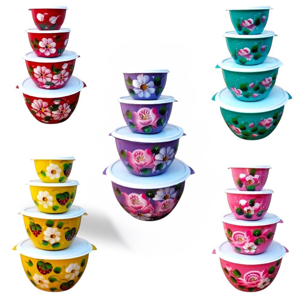 Conjunto Bowls Decorado Redondo 5 kit de 4 potes em Oferta na Shopee