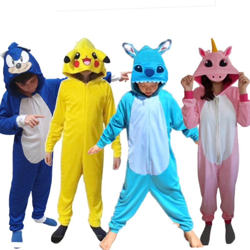 Pijama Kigurumi Fantasia Sonic Banguela Pikachu Stitch Chamander