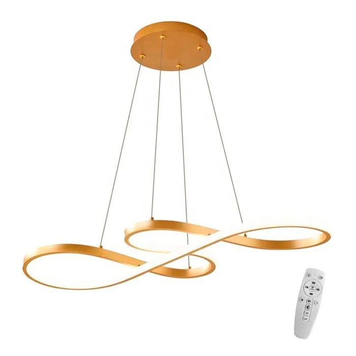 Lustre Led Luminária Pendente Infinito Luxo Design Moderno Bivolt 45w Dourado Brinovar