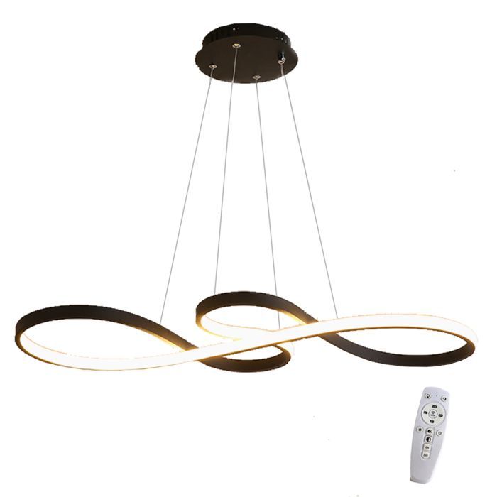 Lustre Led Luminária Pendente Infinito Luxo Design Moderno Bivolt 45w Preto Brin