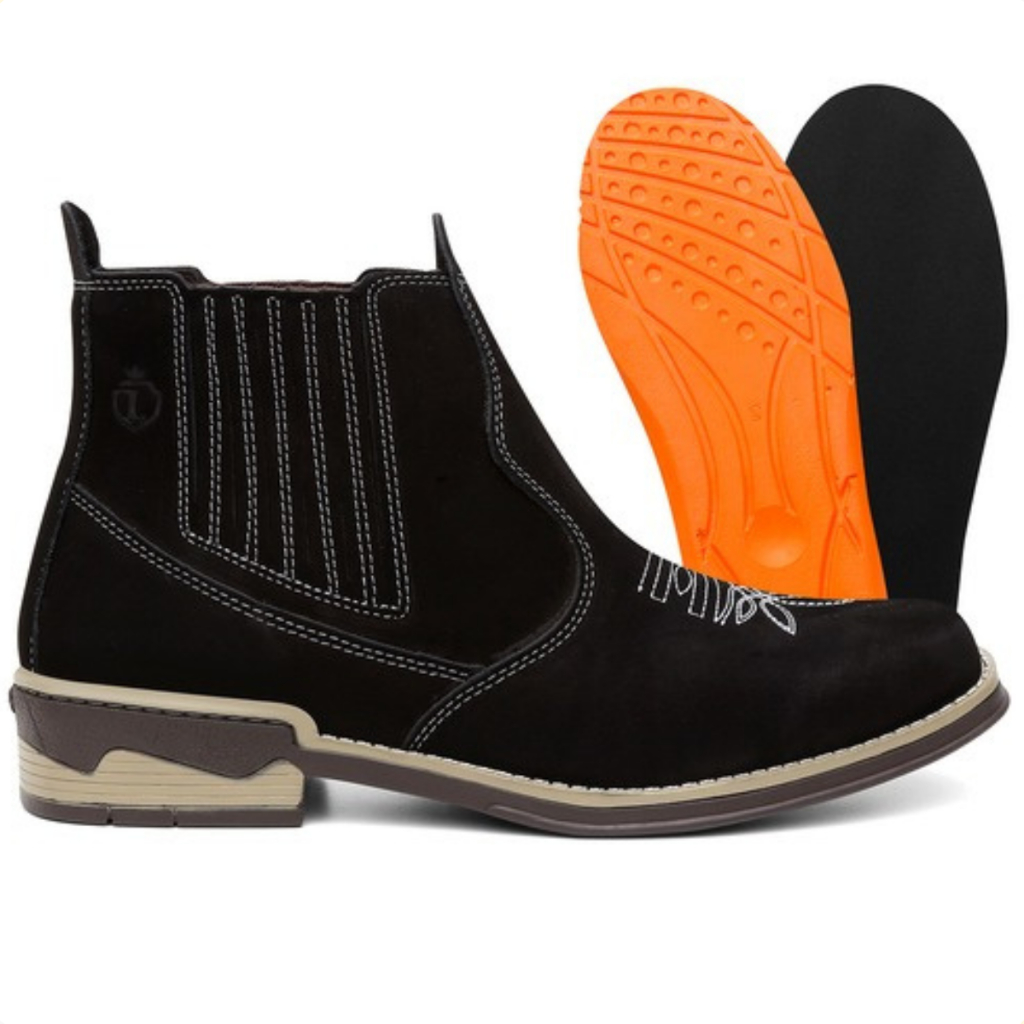 Botina Masculina Country Bota Chelsea Couro Legítimo + Palmilhas De Gel em Oferta na Shopee