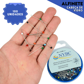 Alfinete Cabeça de Vidro - Com 100 Unidades - Mazzal em Oferta na Shopee