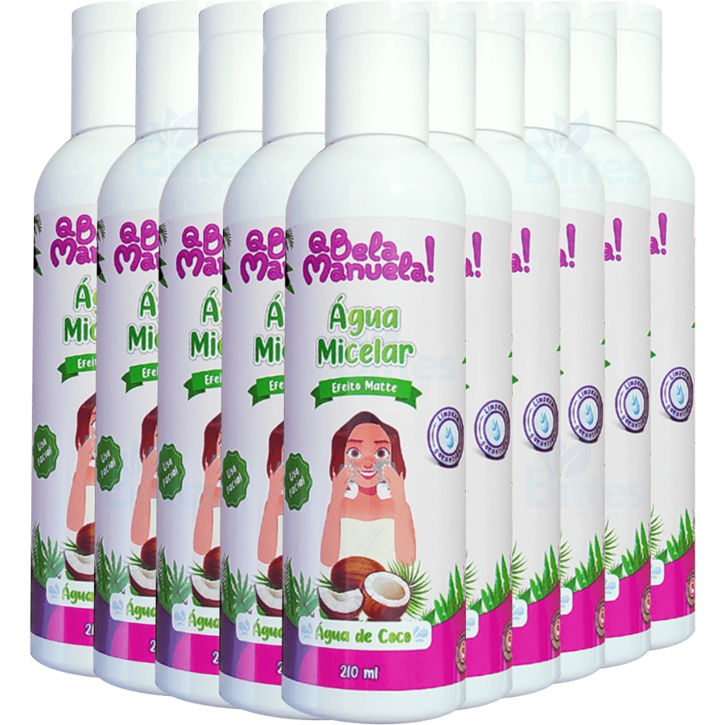 KIT 10 ÁGUA MICELAR  FACIAL COCO Q BELA MANUELA LIMPA E DEMAQUILA