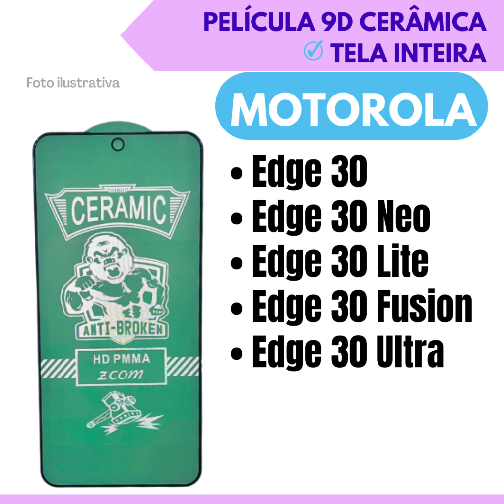 Película Cerâmica Hidrogel Flexível Para Motorola Edge 30 / 30 Neo / Edge 30 Lite / 30 Fusion / 30 Ultra / 9D.