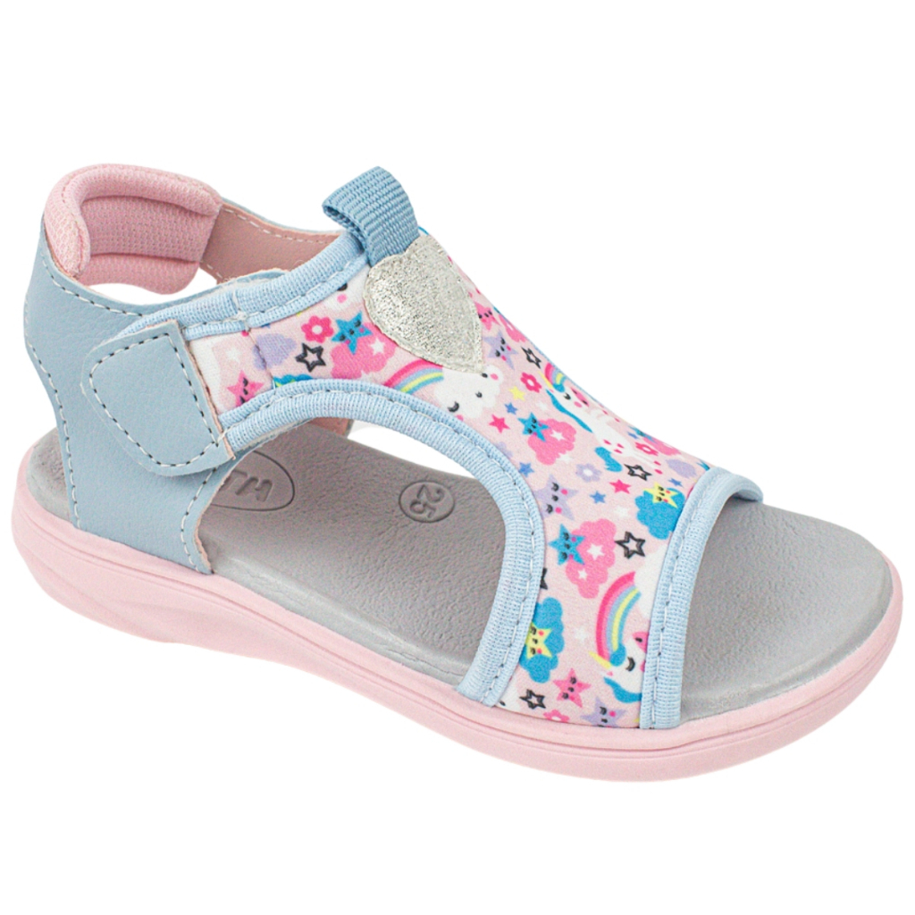 Sandália Papete Juvenil Menina Moda Infantil Coração Metalizada Brilho Promoção